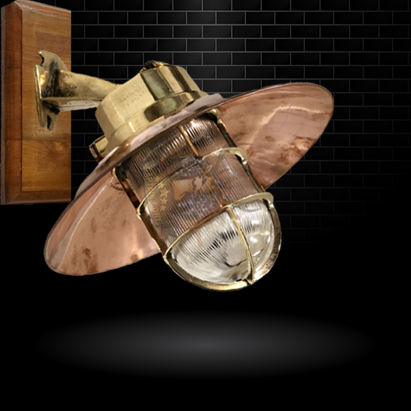 Marine Authentic Cast Mount Wall Light with Copper Defector Shade